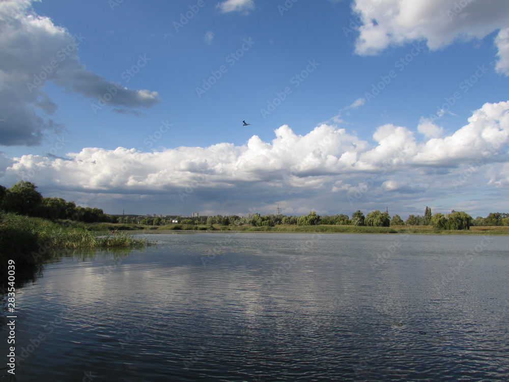 landscape with lake and clouds landscape with lake and clouds