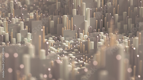 Techno high-tech background  geometry  cube  abstraction. 3d illustration  3d rendering.