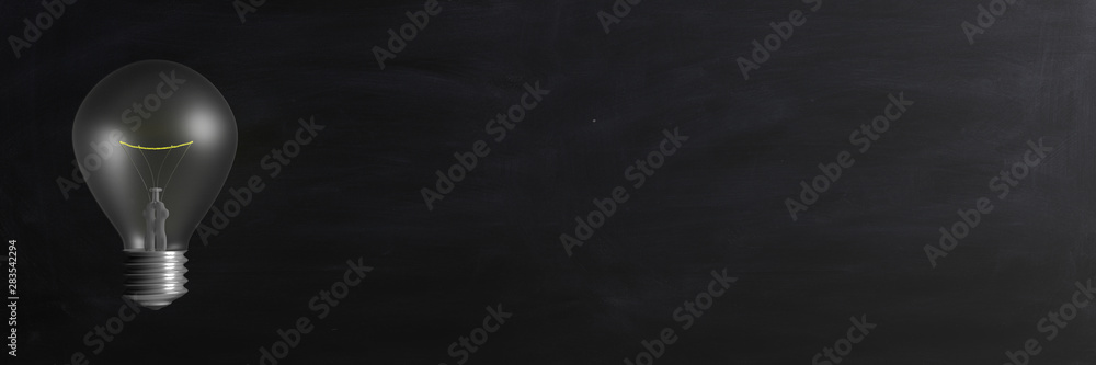 Lightbulb clear glass against black background. 3d illustration, - obrazy, fototapety, plakaty 