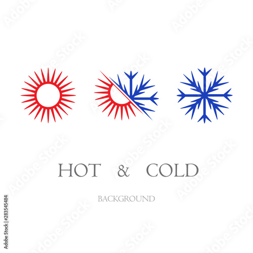 Sun and snowflake symbols isolated on white background