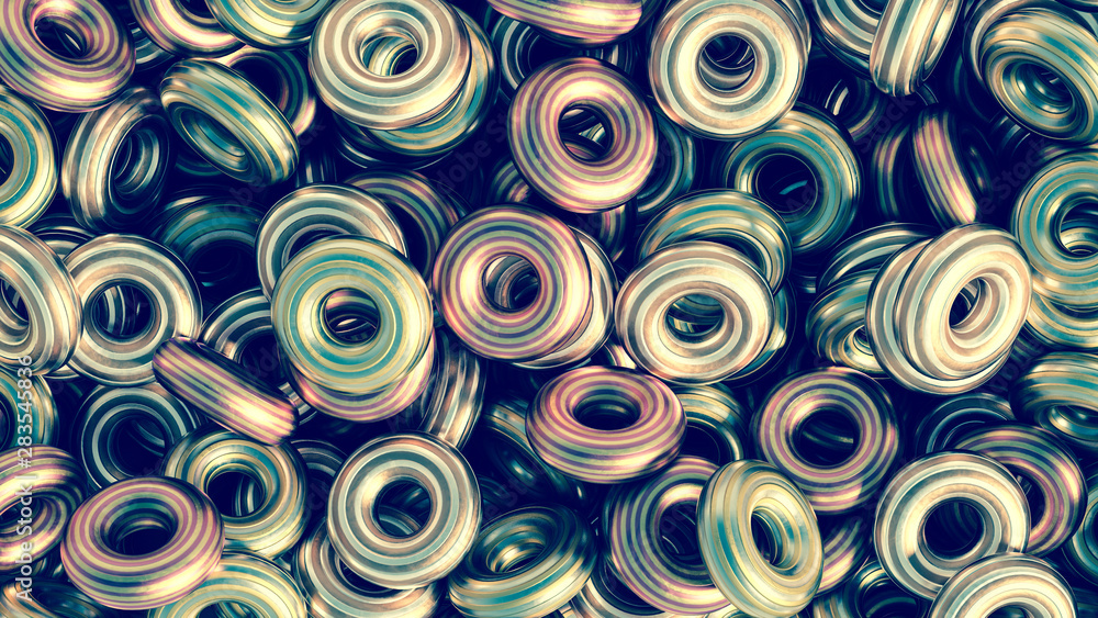 Fototapeta premium Metal background ring detail. 3d illustration, 3d rendering.