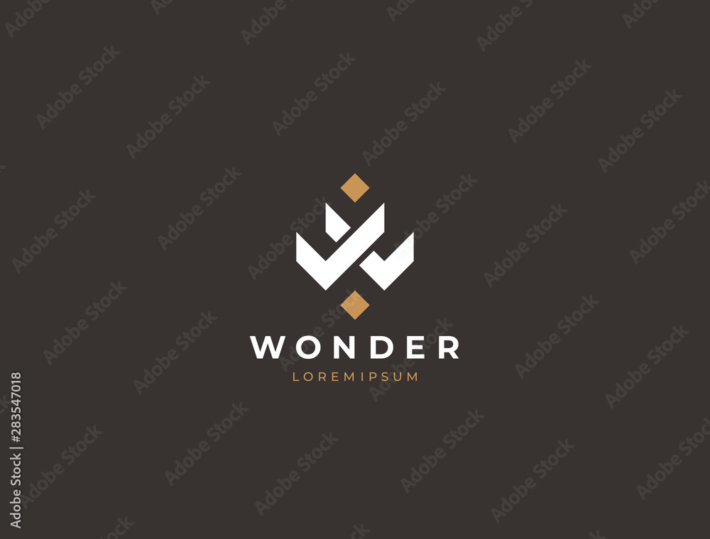 Obraz premium Unique modern geometric creative elegant letter W logo template. Vector icon.