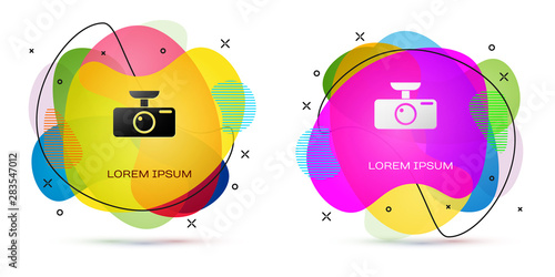Color Car DVR icon isolated on white background. Car digital video recorder icon. Abstract banner with liquid shapes. Vector Illustration