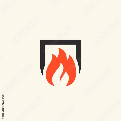 Fireplace icon. Flame illustration