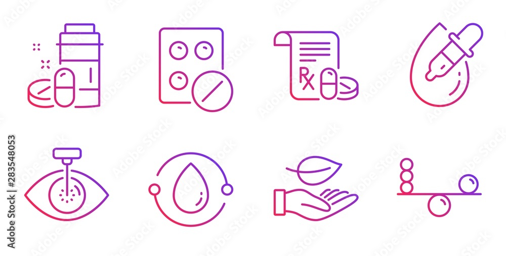 Medical tablet, Medical drugs and Leaf line icons set. Eye laser, Eye drops and Cold-pressed oil signs. Balance symbol. Medicine pill, Medicine bottle. Healthcare set. Vector Medical tablet, Medical drugs and Leaf line icons set. Eye laser, Eye drops and Cold-pressed oil signs. Balance symbol. Medicine pill, Medicine bottle. Healthcare set. Vector