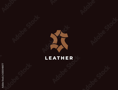 Premium creative leather logo design. Genuine leather vector logotype. Leather icon.