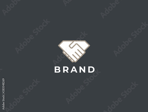 Abstract simple handshake icon. Two hands together. Trust, friendship, partnership, agreement, business, success, money, deal, contract, team, symbol icon.