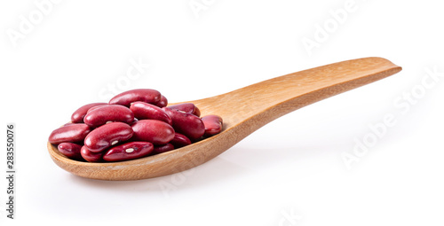 redbeans in wood spoon isolated on white background photo