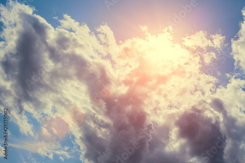 Beautiful sky with clouds and sunlight