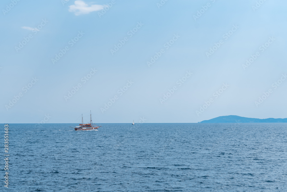 beautiful panorama of the sea with ships sailing beautiful panorama of the sea with ships sailing