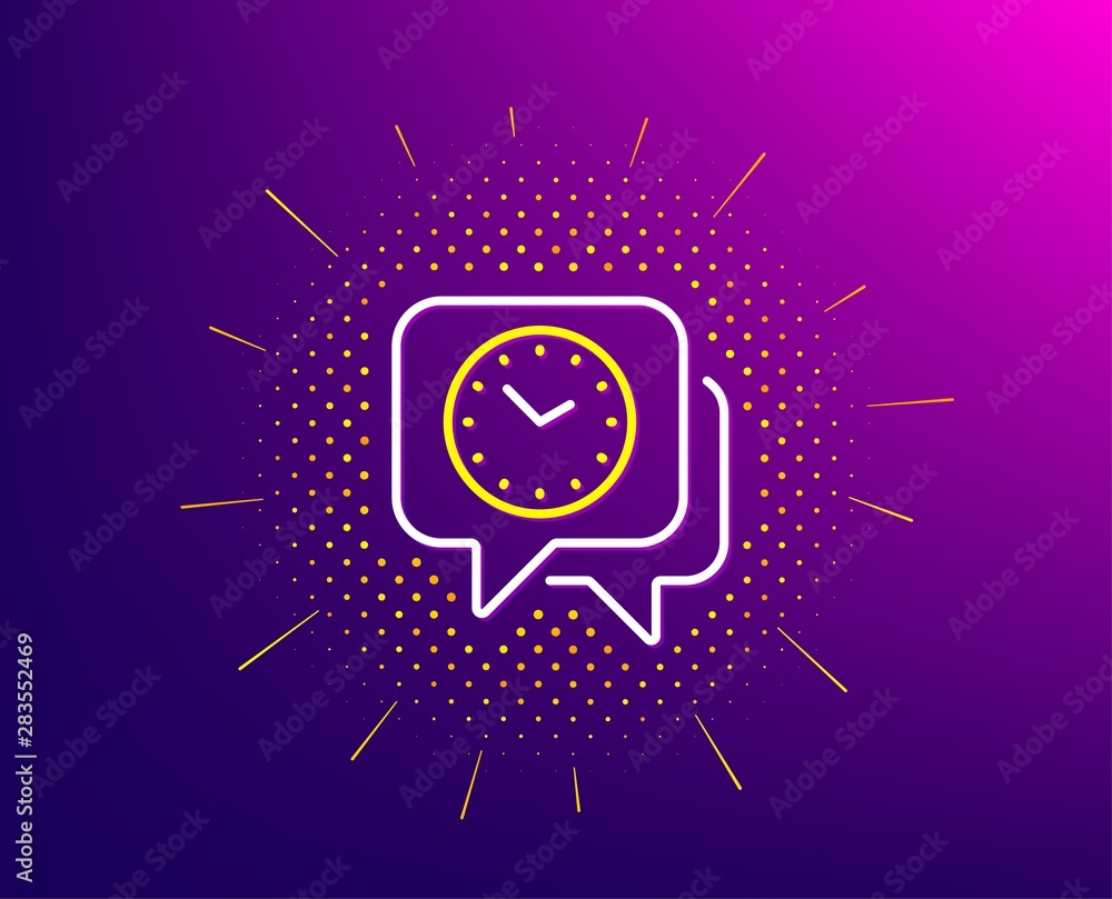Time management line icon. Halftone pattern. Clock watch sign. Deadline symbol. Gradient background. Clock line icon. Yellow halftone pattern. Vector Time management line icon. Halftone pattern. Clock watch sign. Deadline symbol. Gradient background. Clock line icon. Yellow halftone pattern. Vector