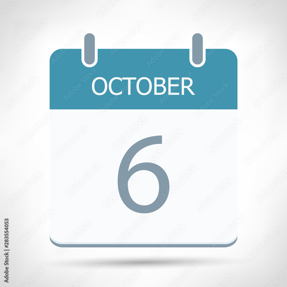 October 6 - Calendar Icon - Calendar flat design template October 6 - Calendar Icon - Calendar flat design template