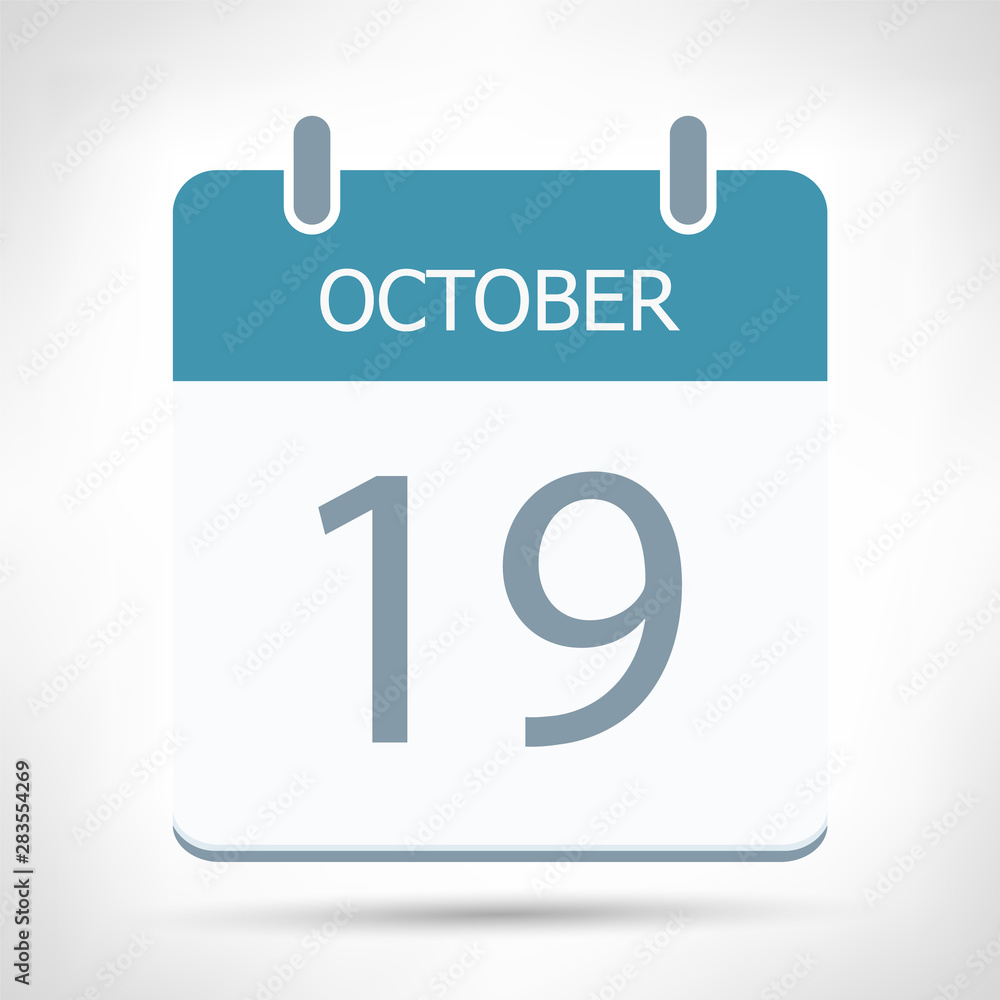 October 19 - Calendar Icon - Calendar flat design template October 19 - Calendar Icon - Calendar flat design template