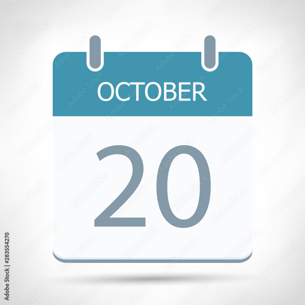 October 20 - Calendar Icon - Calendar flat design template October 20 - Calendar Icon - Calendar flat design template