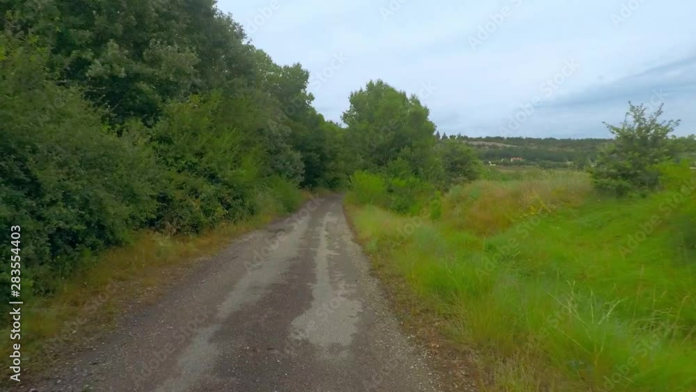 the Car moves in the Countryside France, Field and Forest Camera glides along a rural road between trees timelapse 4K the Car moves in the Countryside France, Field and Forest Camera glides along a rural road between trees timelapse 4K
