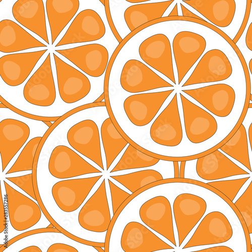 Vector Fruit Oranges Slices on White Seamless Repeat Pattern