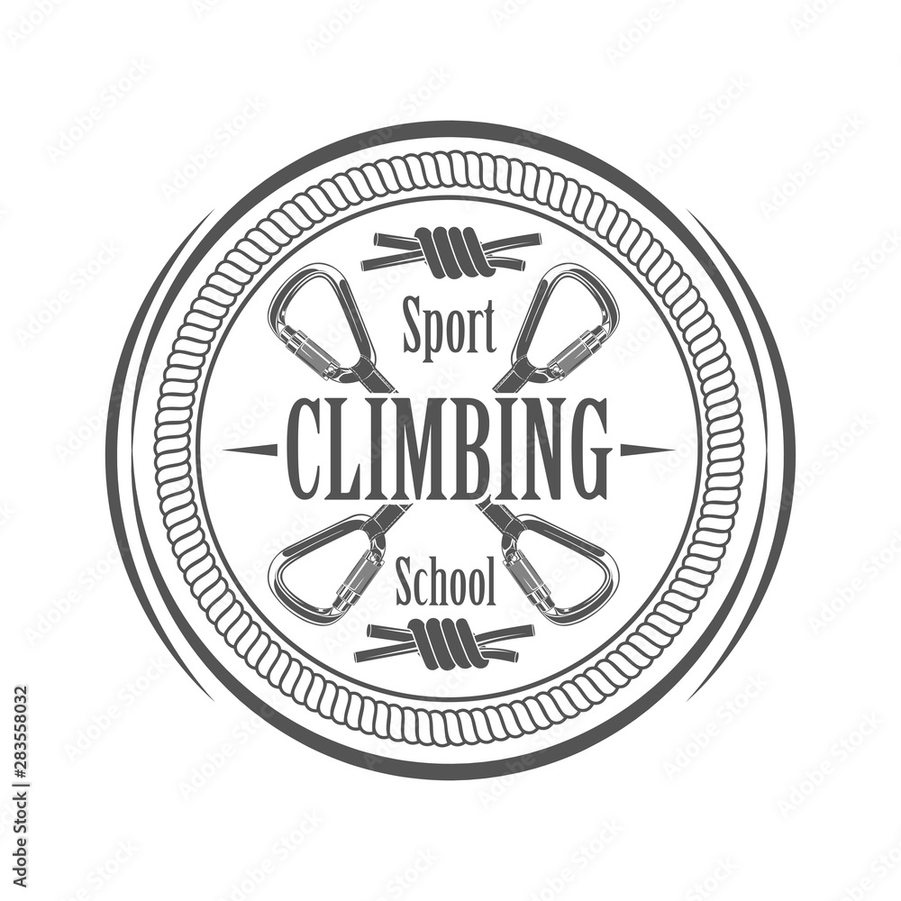 Fototapeta premium Vector graphic logo concept. Sport climbing school logo. Active lifestyle. Symbol emblem, element, print.