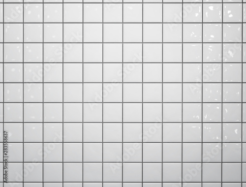 White ceramic Bathroom tile wall background. 3d illustration 