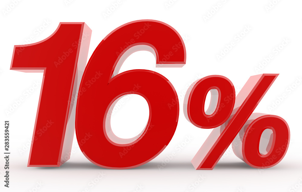 16 percent on white background illustration 3D rendering 16 percent on white background illustration 3D rendering