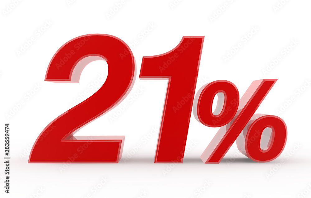 21 percent on white background illustration 3D rendering 21 percent on white background illustration 3D rendering