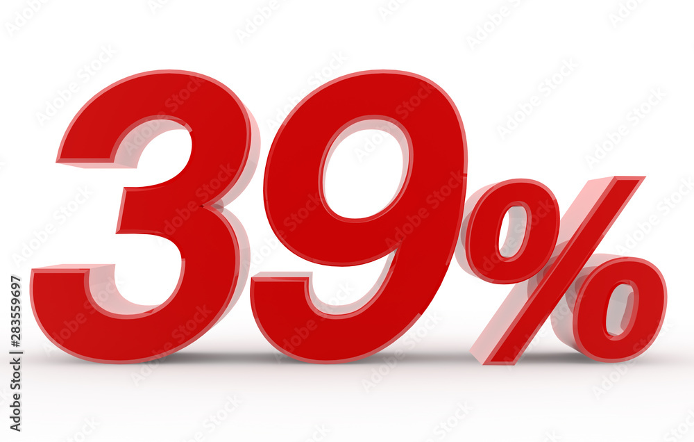 39 percent on white background illustration 3D rendering 39 percent on white background illustration 3D rendering