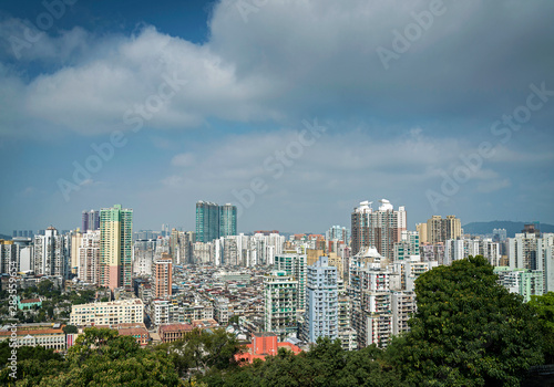 urban skyline view with tower blocks in central macau city