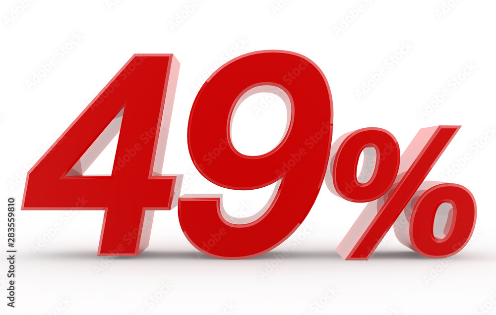 49 percent on white background illustration 3D rendering 49 percent on white background illustration 3D rendering