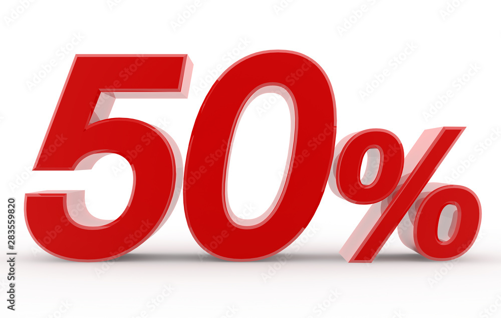 50 percent on white background illustration 3D rendering 50 percent on white background illustration 3D rendering
