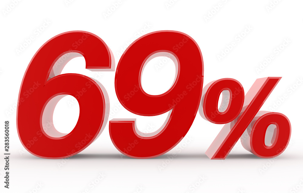 69 percent on white background illustration 3D rendering 69 percent on white background illustration 3D rendering