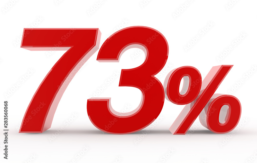 73 percent on white background illustration 3D rendering 73 percent on white background illustration 3D rendering