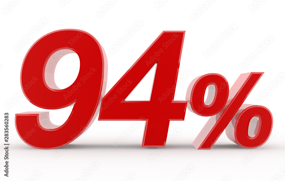 94 percent on white background illustration 3D rendering 94 percent on white background illustration 3D rendering