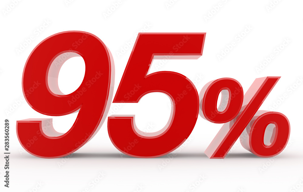 95 percent on white background illustration 3D rendering 95 percent on white background illustration 3D rendering
