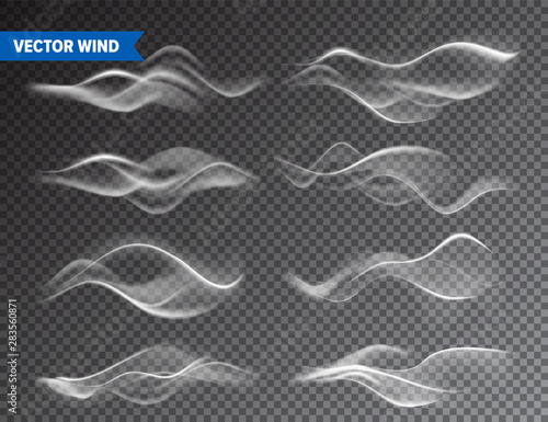 Fotografia Realistic Wind Set on Transparent Background