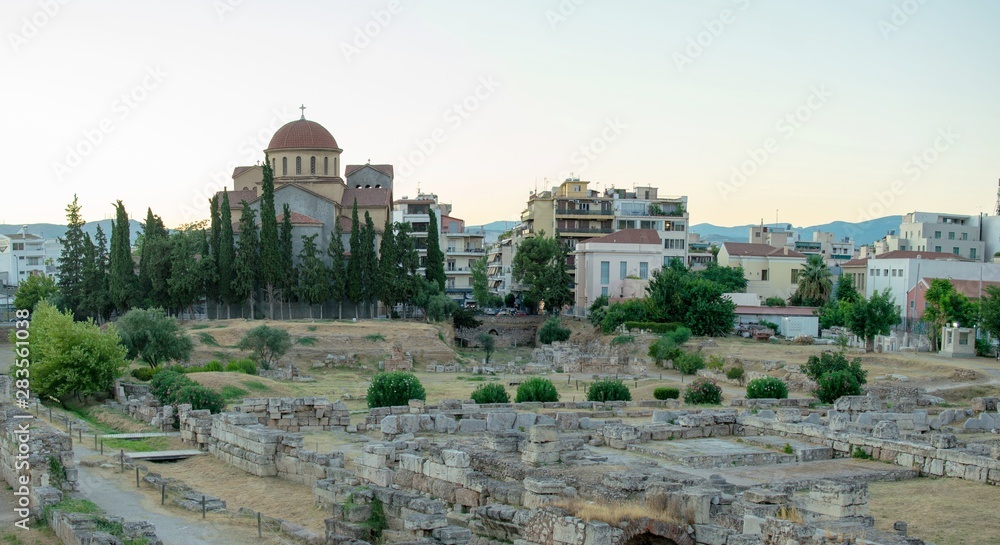 Panoramic photo of the ancient cemetery of Kerameikos area.