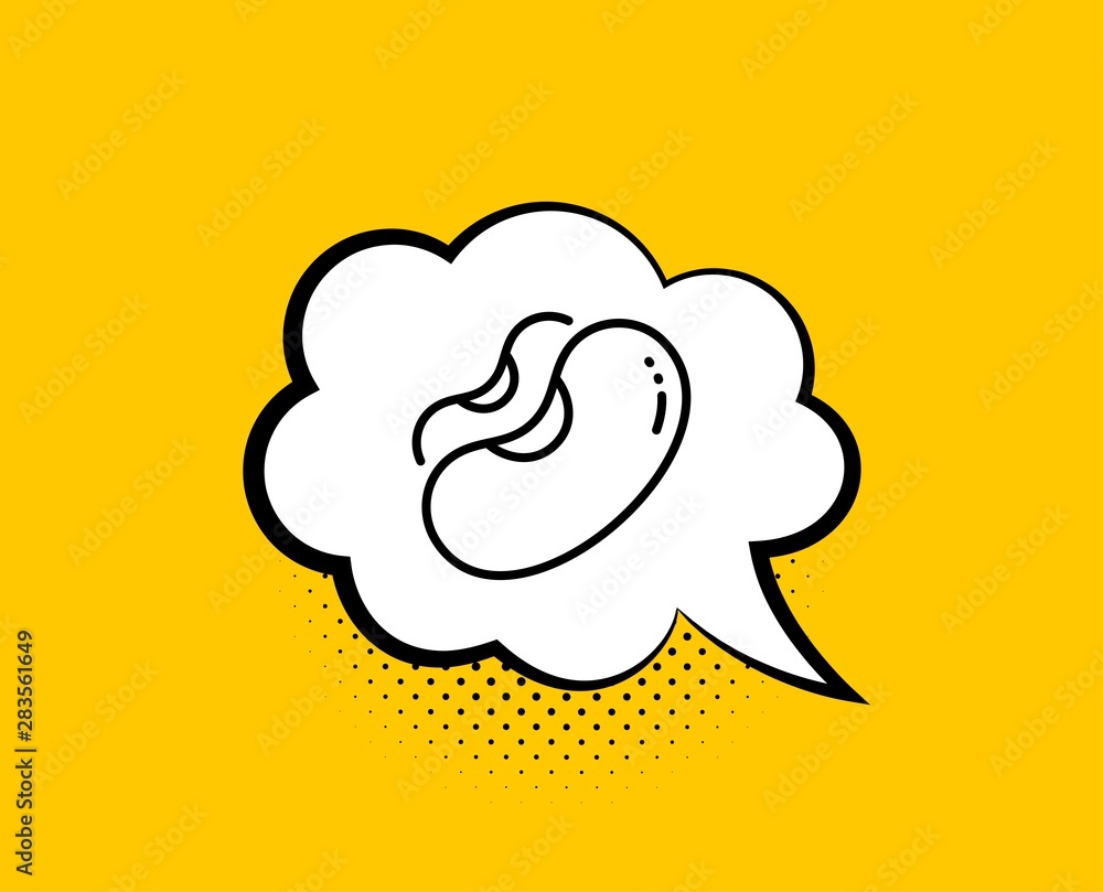 Beans line icon. Comic speech bubble. Tasty seed sign. Vegan food symbol. Yellow background with chat bubble. Beans icon. Colorful banner. Vector Beans line icon. Comic speech bubble. Tasty seed sign. Vegan food symbol. Yellow background with chat bubble. Beans icon. Colorful banner. Vector
