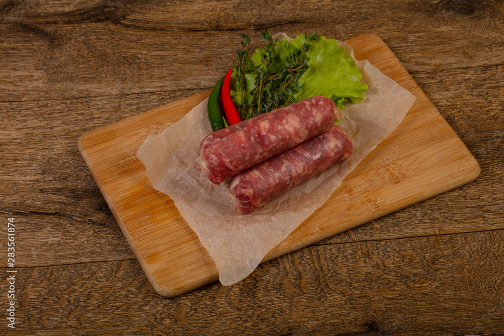 Raw pork sausages