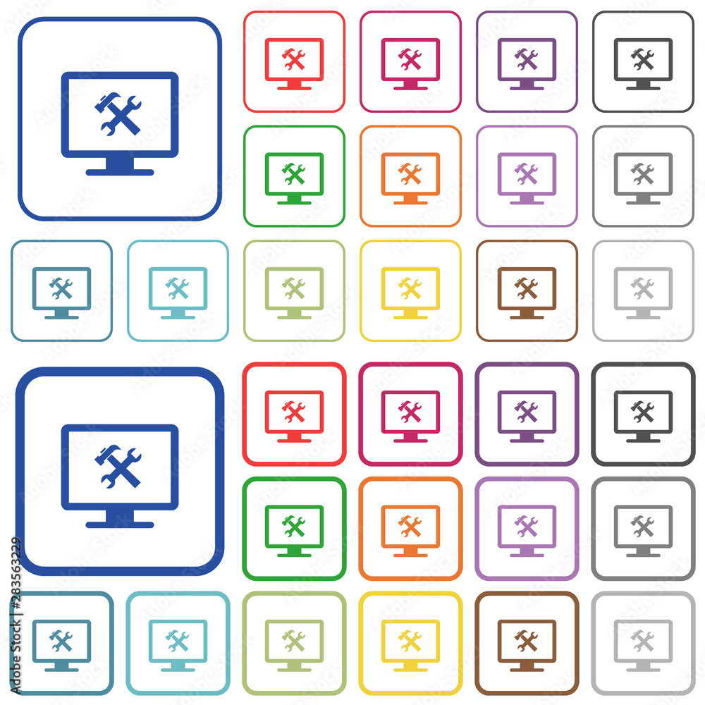 Desktop tools outlined flat color icons Desktop tools outlined flat color icons