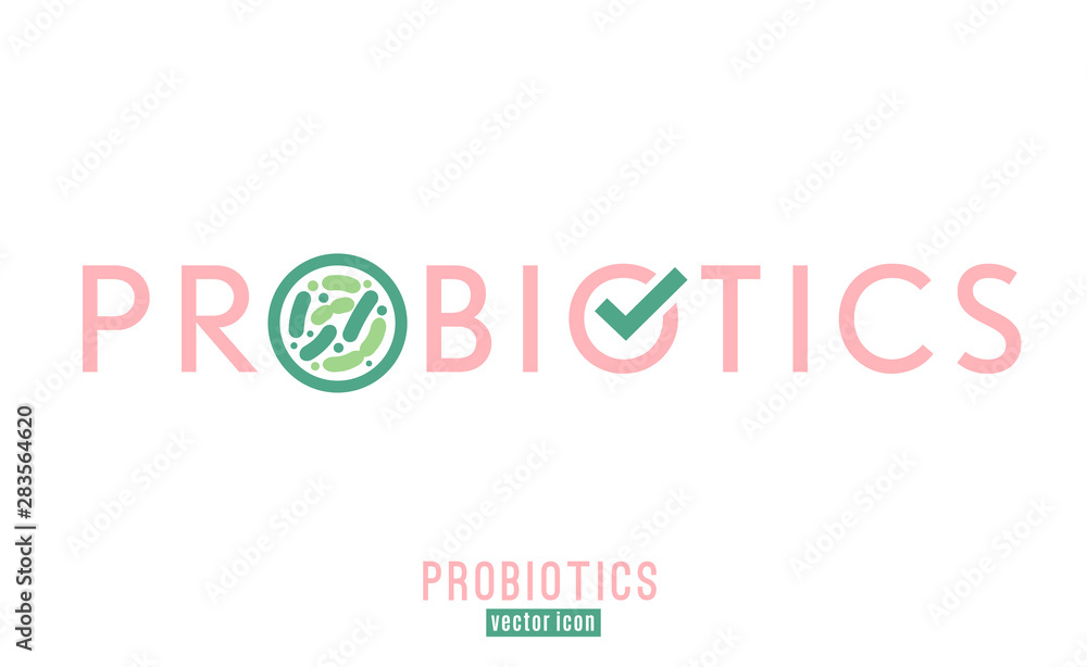 Lactobacillus Probiotics Typographic Icon Lactobacillus Probiotics Typographic Icon