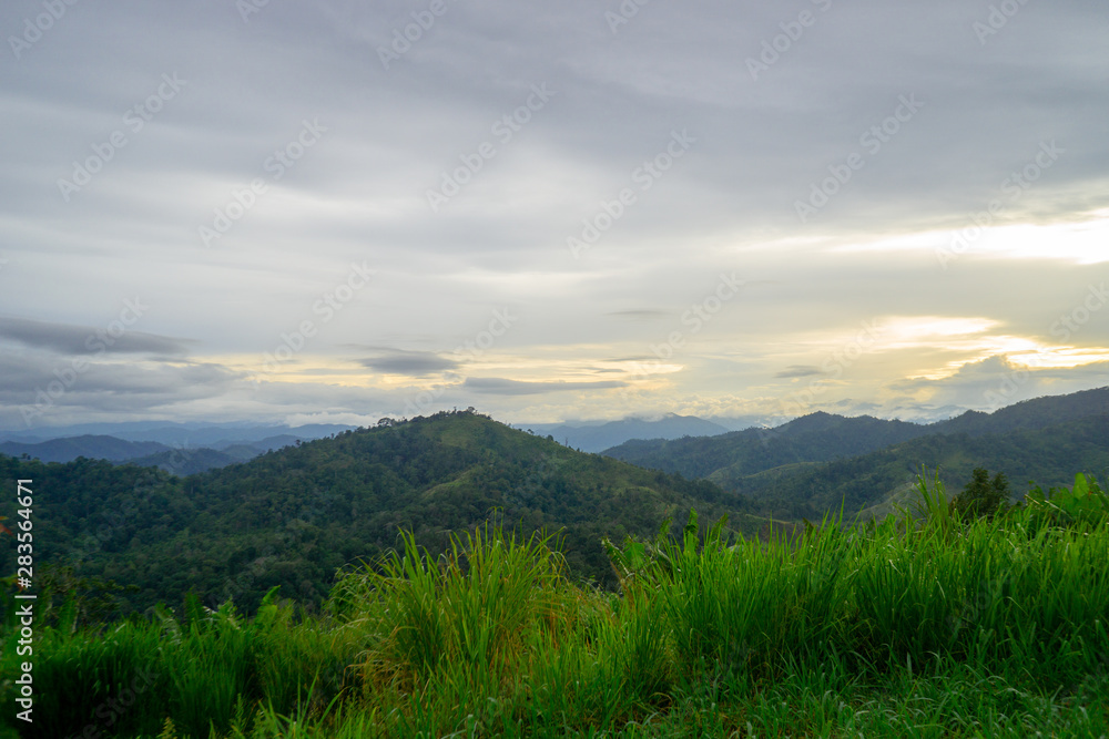 High mountain views in the tropical forest of Thailand, Ratchaburi