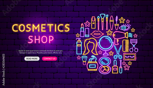 Cosmetics Shop Neon Banner Design