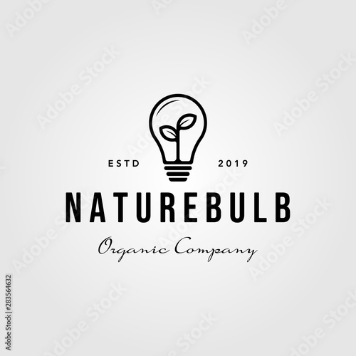 line art nature bulb logo icon vintage vector design illustration