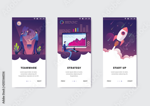 set onboarding screens user interface kit template