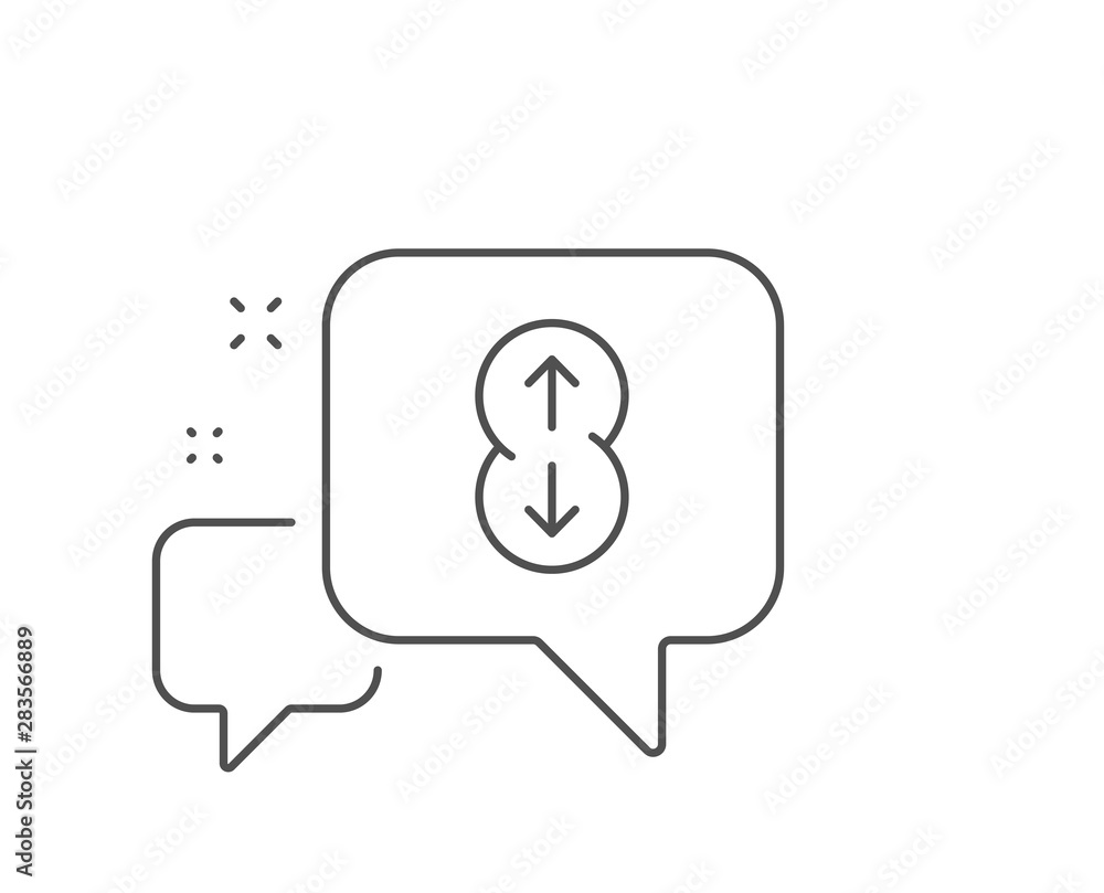 Scroll down button line icon. Chat bubble design. Scrolling screen sign. Swipe page. Outline concept. Thin line scroll down icon. Vector Scroll down button line icon. Chat bubble design. Scrolling screen sign. Swipe page. Outline concept. Thin line scroll down icon. Vector