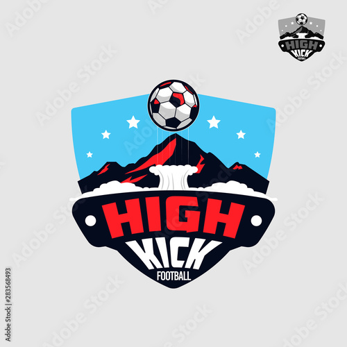 Football Soccer Team With Mountain Emblem Logo Design Sign Symbol Icon