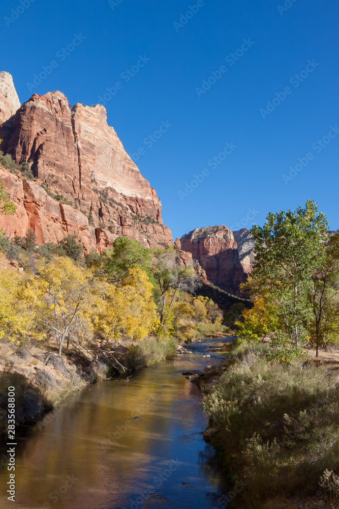 Virgin River Meandering through the Mountains of Zion