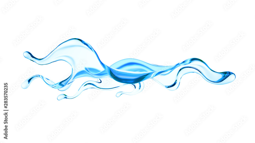 Splash of clear blue liquid, water. 3d illustration, 3d rendering. Splash of clear blue liquid, water. 3d illustration, 3d rendering.