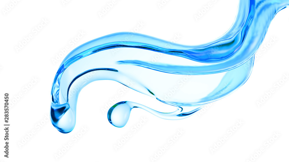 Splash of clear blue liquid, water. 3d illustration, 3d rendering. Splash of clear blue liquid, water. 3d illustration, 3d rendering.