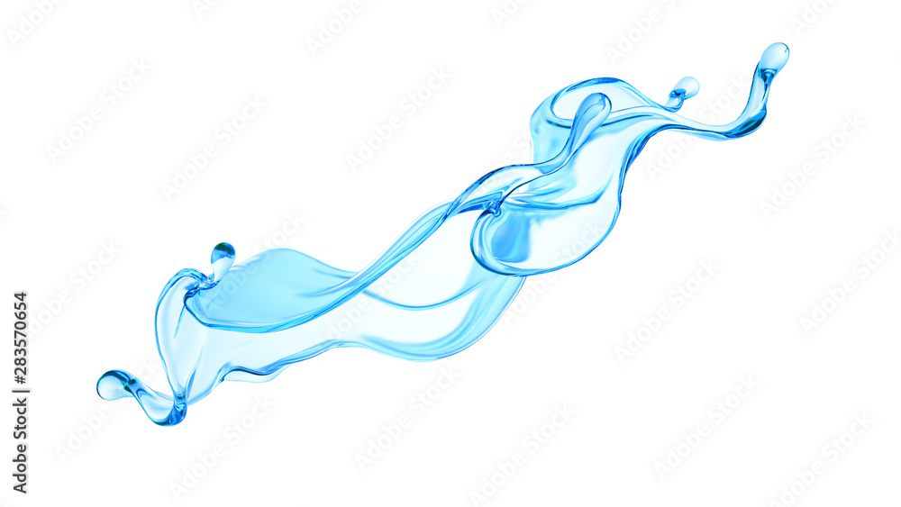 Splash of clear blue liquid, water. 3d illustration, 3d rendering. Splash of clear blue liquid, water. 3d illustration, 3d rendering.