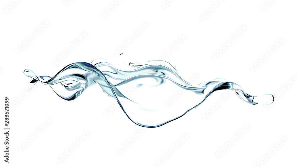 Splash of clear blue liquid, water. 3d illustration, 3d rendering. Splash of clear blue liquid, water. 3d illustration, 3d rendering.
