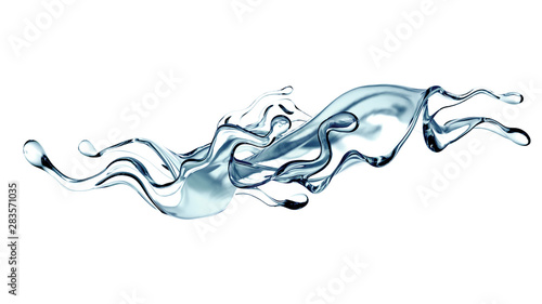 Splash of clear blue liquid  water. 3d illustration  3d rendering.